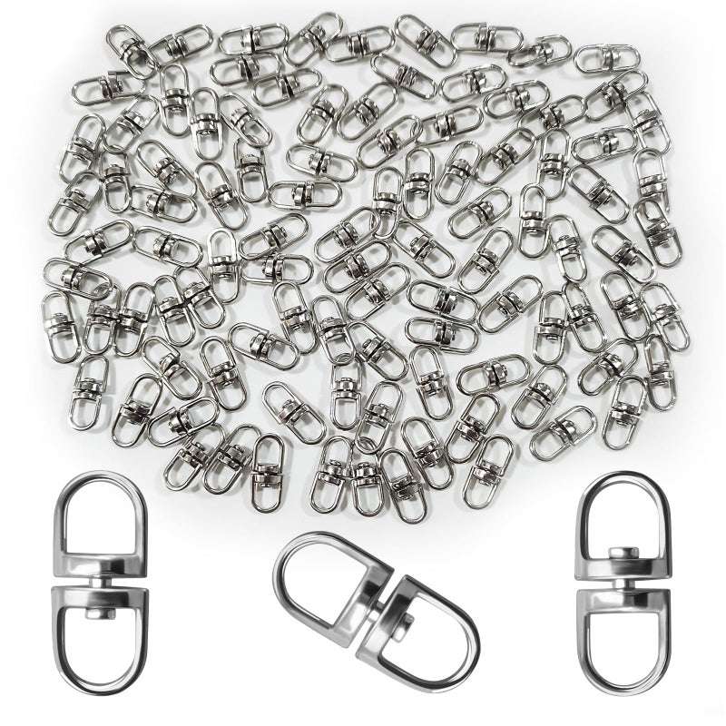 Rddconkit 100pcs Double End Design Swivel Key Ring Connector, Double Opening Swivel Clasp Swivel Joint Pendant Clasp Lanyard Key Ring Backpack Jewellery Keychain DIY Craft Making Accessories - Image 1